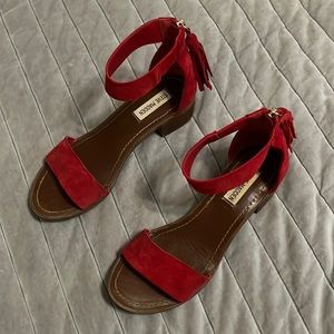 Red leather sandals